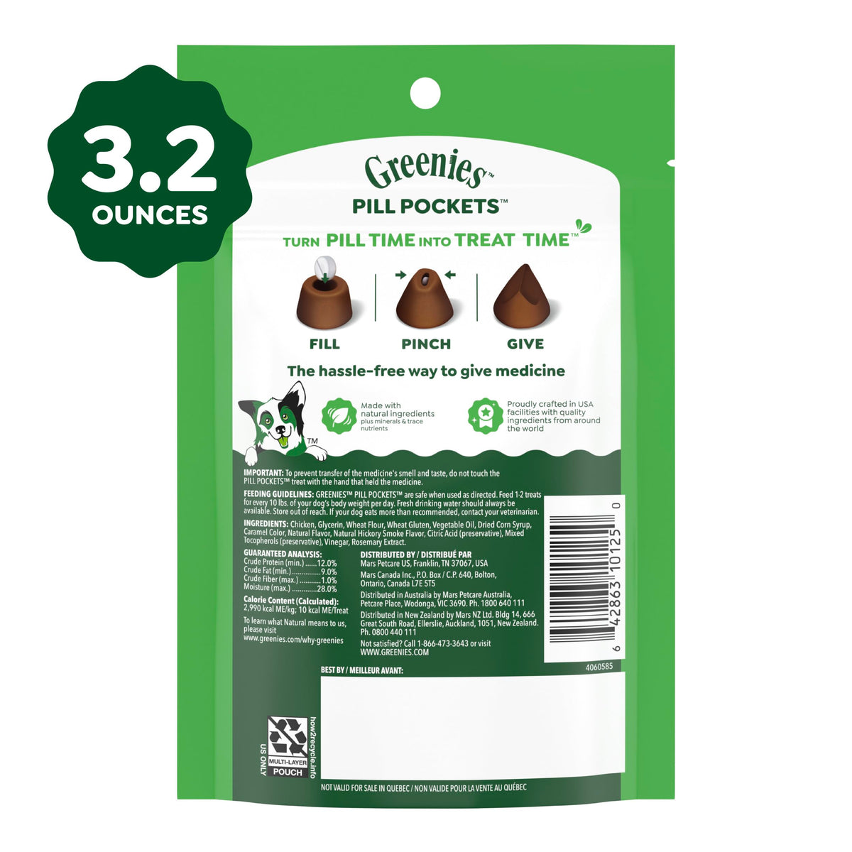 Greenies Pill Pockets Small Dog Treats, Chicken Flavor, 3.2 oz