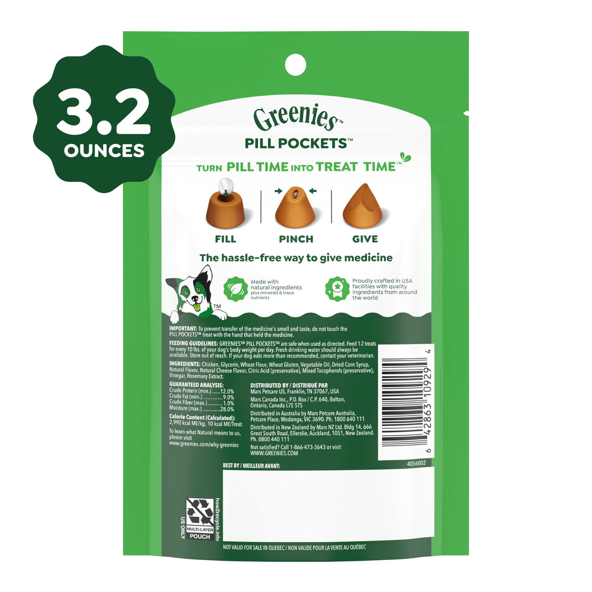 Greenies Pill Pockets Small Dog Treats, Chicken Flavor, 3.2 oz
