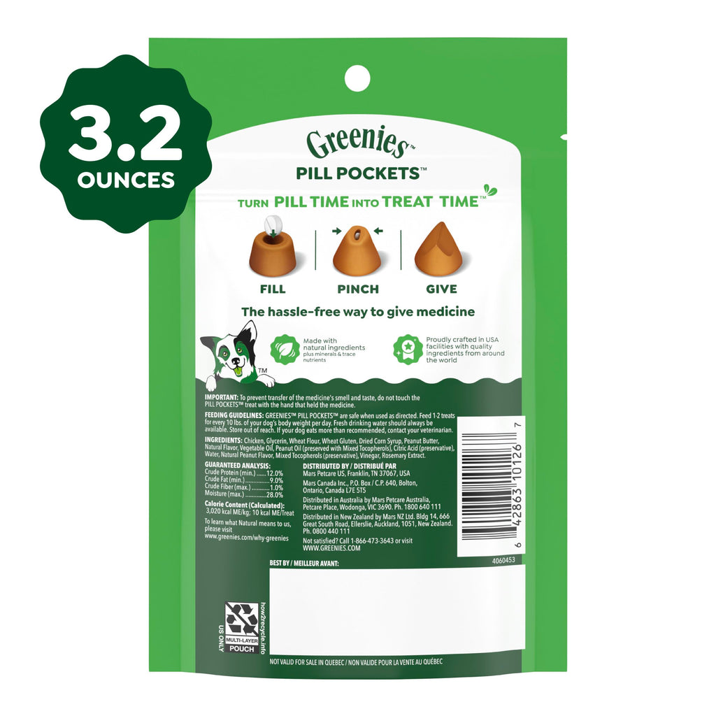 Greenies Pill Pockets Small Dog Treats, Chicken Flavor, 3.2 oz