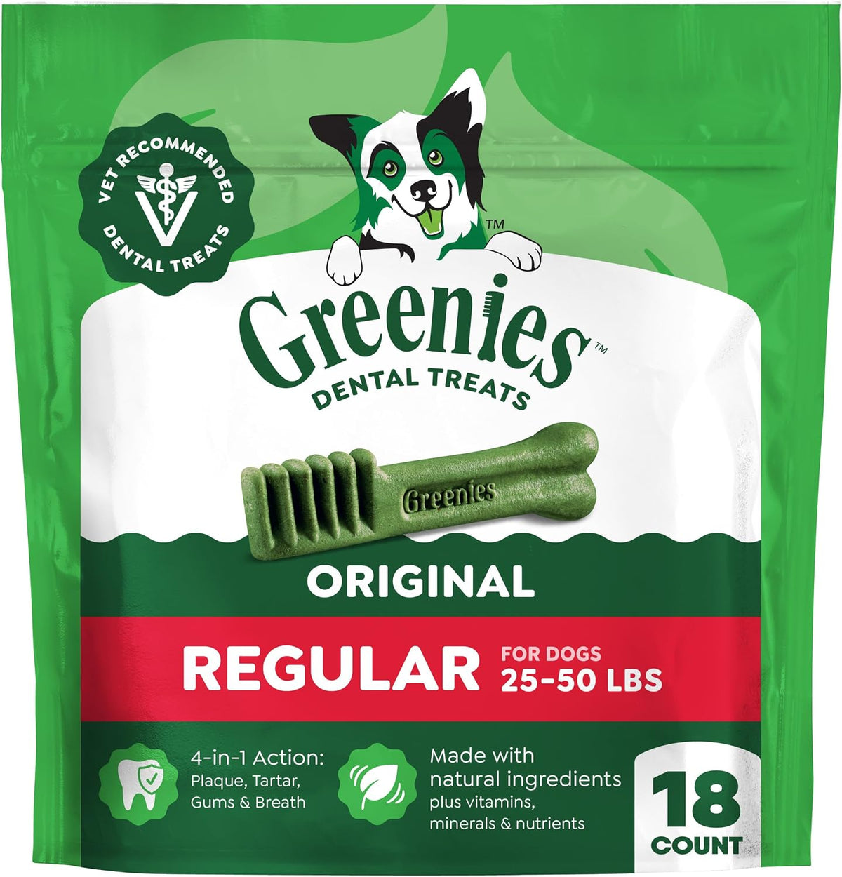 Greenies Regular Dental Dog Treats, Original Chicken Flavor, 36 Count