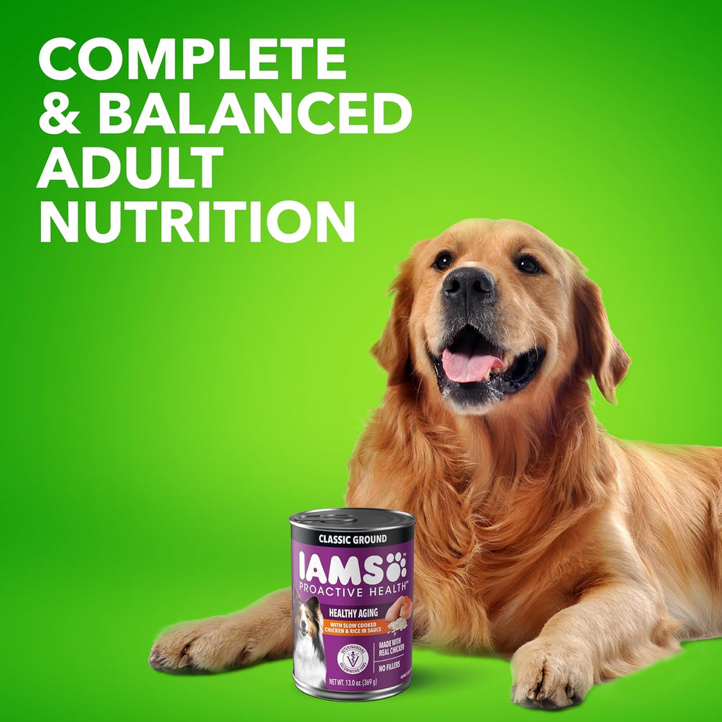 IAMS Proactive Health Senior Ground Wet Dog Food, Chicken, 13 oz, 12 Pack